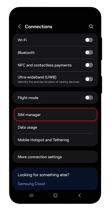 Open the SIM manager