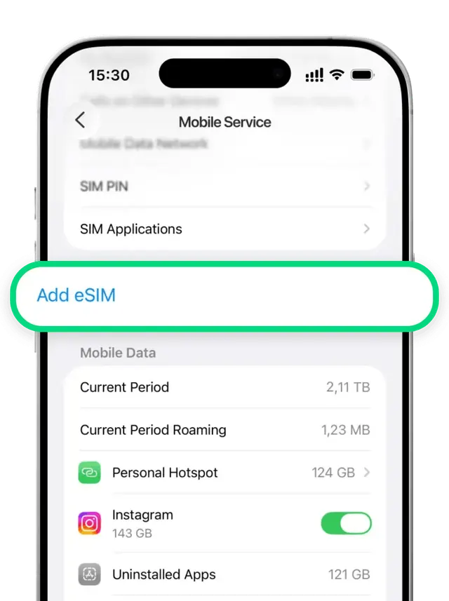 Enter the SM-DP+ address and the activation code (1/4)