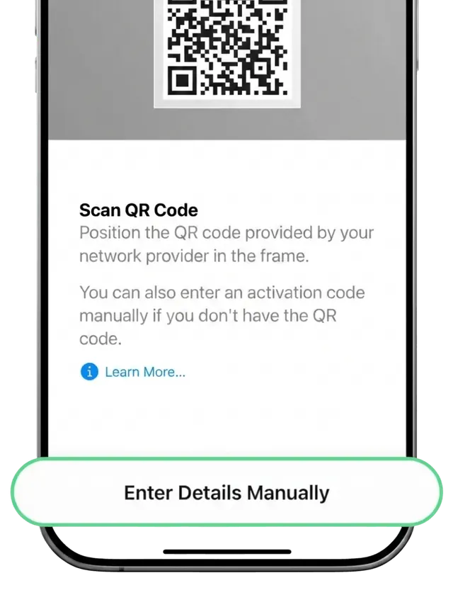 Enter the SM-DP+ address and the activation code (3/4)